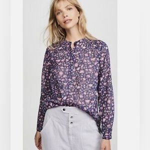 NEW Isabel Marant Etoile 100% Cotton Maria Floral Midnight Printed Blouse Top